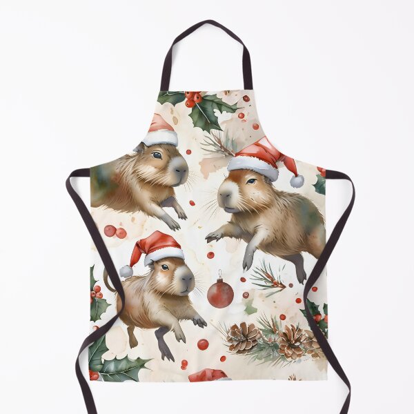 Item preview, Capybara Christmas: Festive Capybaras in Santa Hats designed and sold by LavenderBliss.