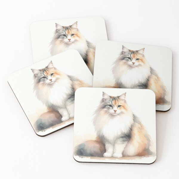 Item preview, Elegant dreamy Norwegian Forest cat in watercolor  designed and sold by ideandesign.