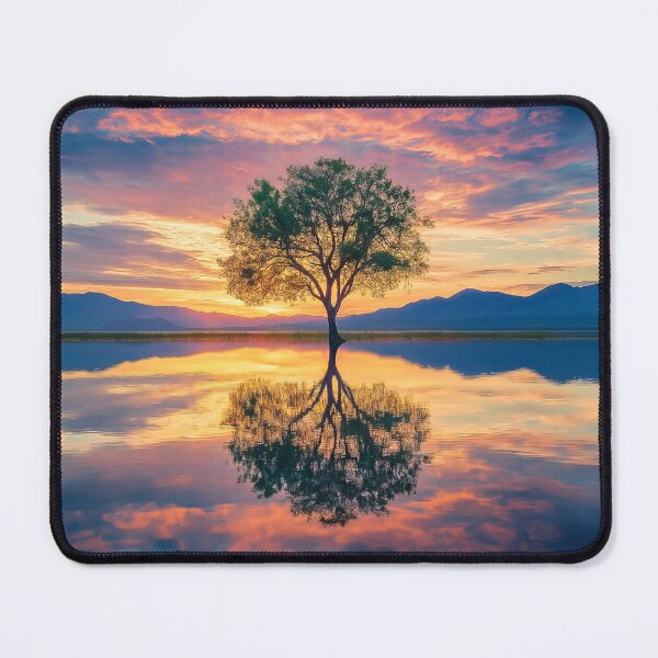 Item preview, Lonely tree in lake at sunrise - Landscape photo designed and sold by TheArtistOf2022.