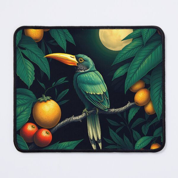 Item preview, Tropical Bird eyeing the fruits in the Jungle at Night designed and sold by Ray's Photos & Art.