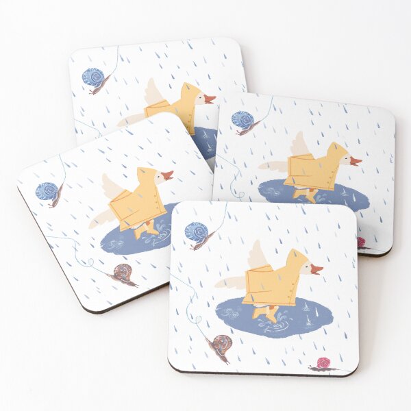 Item preview, Cute Goose Jumping in Puddle on a Rainy Day Illustration designed and sold by Živa Viviana Doria.