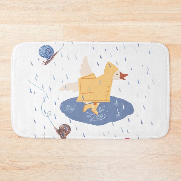 Item preview, Cute Goose Jumping in Puddle on a Rainy Day Illustration designed and sold by Živa Viviana Doria.