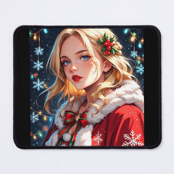 Item preview, Elegant Blonde Christmas Anime Girl designed and sold by ByteyCreatives.