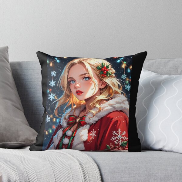 Item preview, Elegant Blonde Christmas Anime Girl designed and sold by ByteyCreatives.