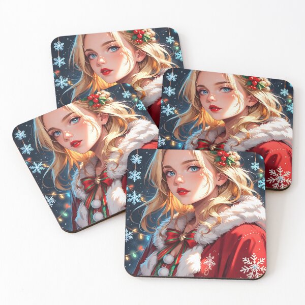 Item preview, Elegant Blonde Christmas Anime Girl designed and sold by ByteyCreatives.