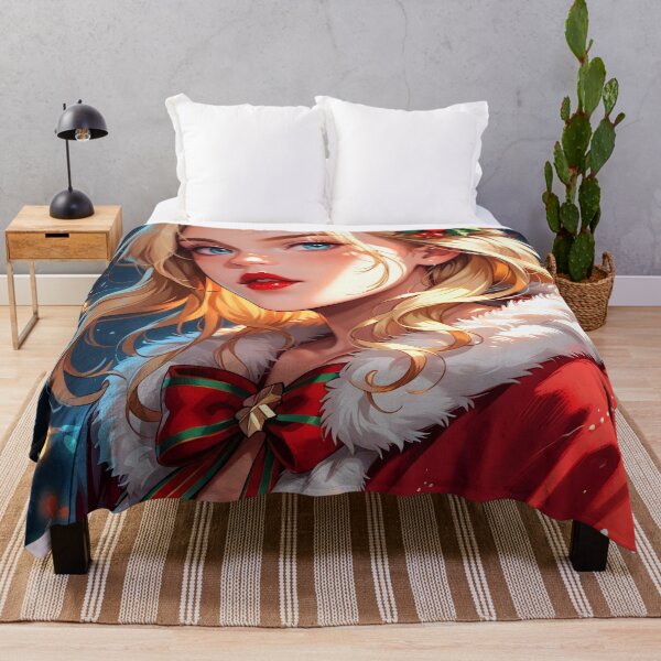 Item preview, Elegant Blonde Christmas Anime Girl designed and sold by ByteyCreatives.