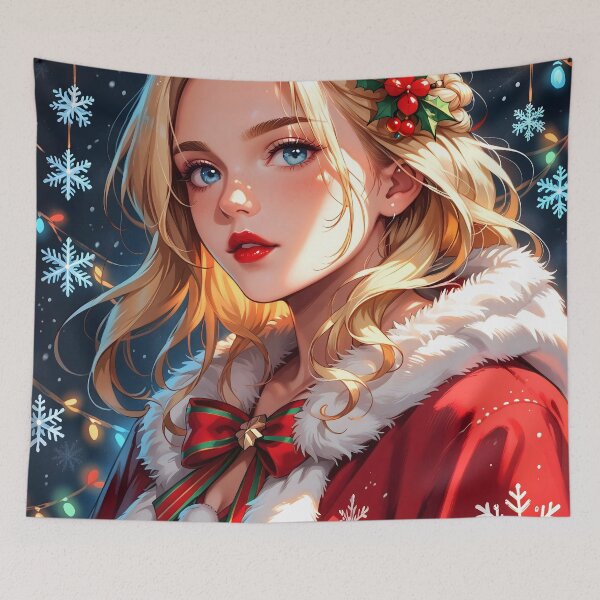 Item preview, Elegant Blonde Christmas Anime Girl designed and sold by ByteyCreatives.