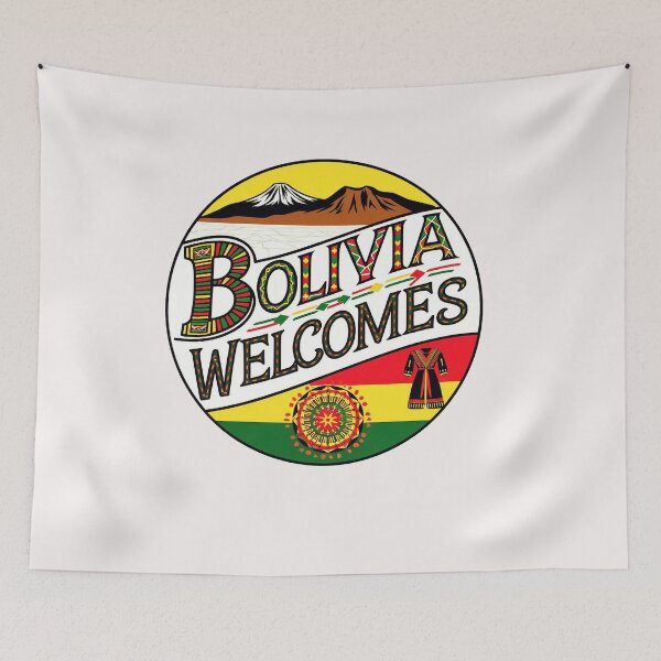 Item preview, Bolivia Welcomes Flag Map Lake Titicaca designed and sold by AnimalsDH305.