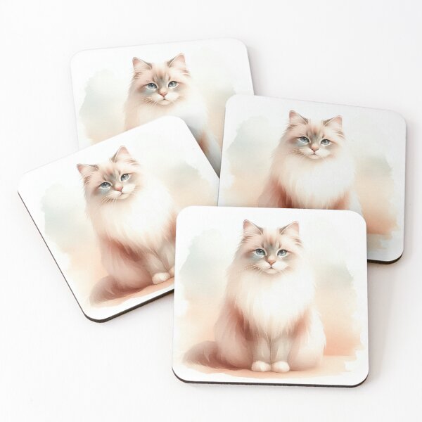 Item preview, Elegant dreamy Ragamuffin cat in watercolor painting designed and sold by ideandesign.