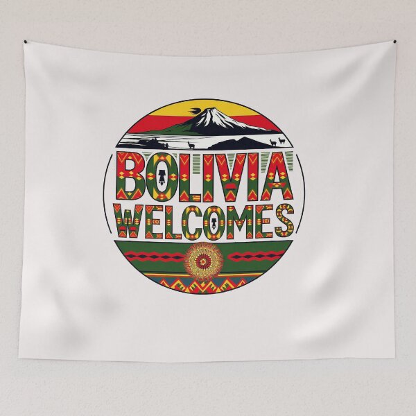 Item preview, Bolivia Welcomes Flag Map Lake Titicaca designed and sold by AnimalsDH305.