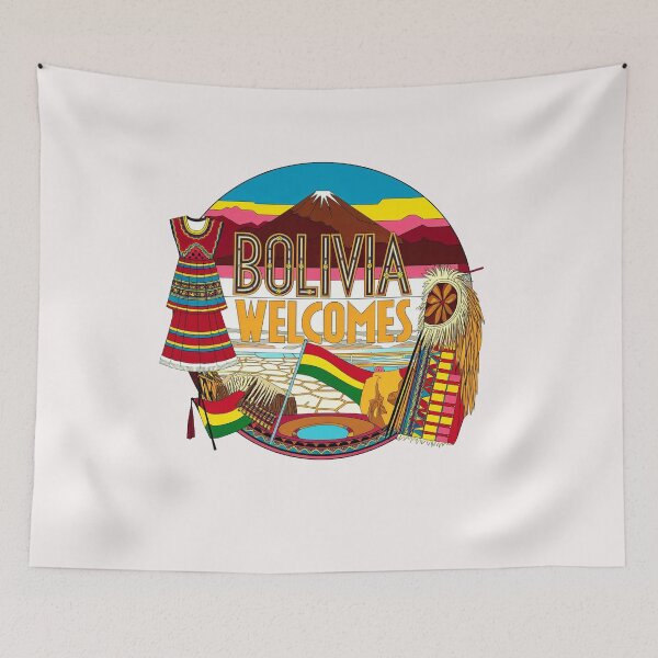 Item preview, Bolivia Welcomes Flag Map Lake Titicaca designed and sold by AnimalsDH305.