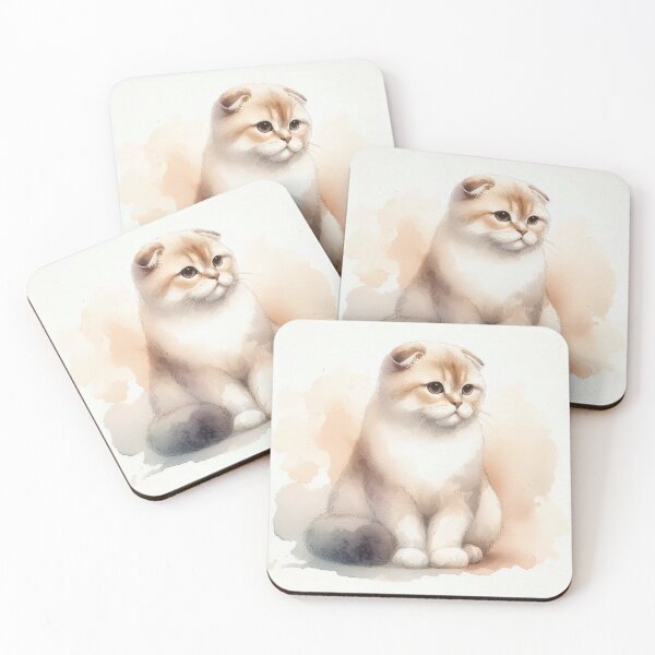 Item preview, Elegant dreamy Scottish Fold cat in watercolor painting designed and sold by ideandesign.