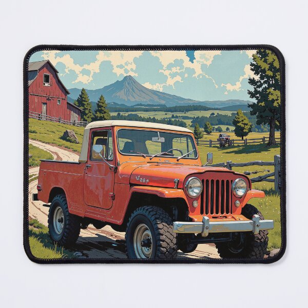 Item preview, Adventure awaits orange wagoneer at the wooden bridge designed and sold by MadeByHaresShop.