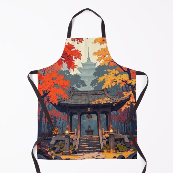 Item preview, Autumn reflections traditional chinese pavilion amongst ablaze leaves designed and sold by MadeByHaresShop.