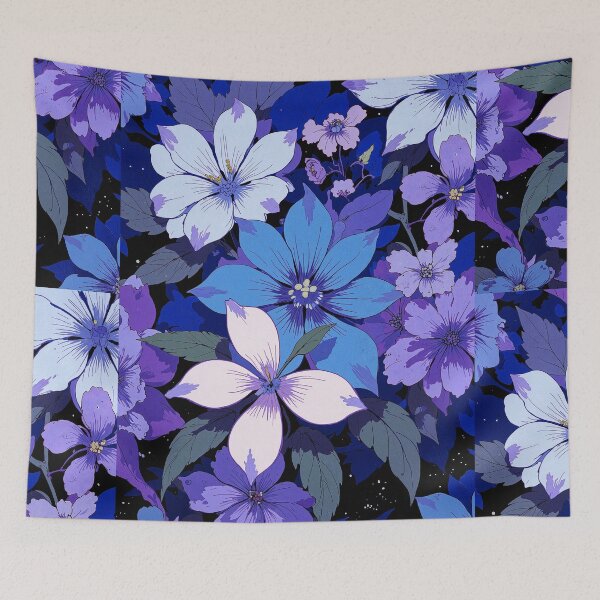 Item preview, Blue purple bloom floral fascination designed and sold by MadeByHaresShop.