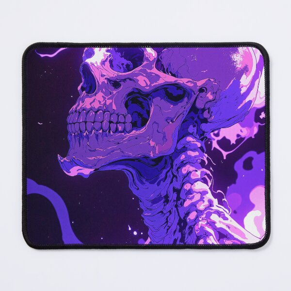 Item preview, Bone skull in dark purple with leftsided fire designed and sold by MadeByHaresShop.