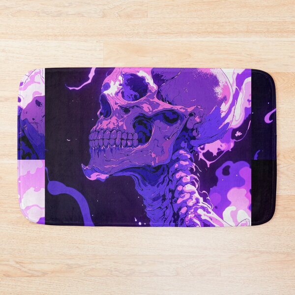 Item preview, Bone skull in dark purple with leftsided fire designed and sold by MadeByHaresShop.