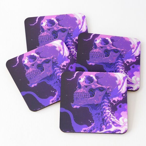 Item preview, Bone skull in dark purple with leftsided fire designed and sold by MadeByHaresShop.