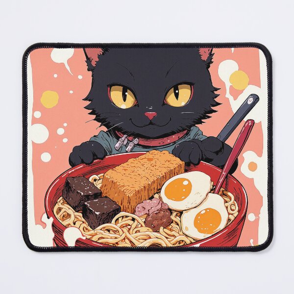Item preview, Cat in a noodle bowl whimsical feast designed and sold by ShroomForge.