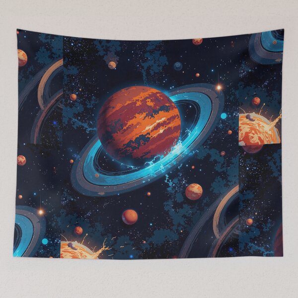 Item preview, Celestial dance saturn friends in a galactic ballet designed and sold by ShroomForge.