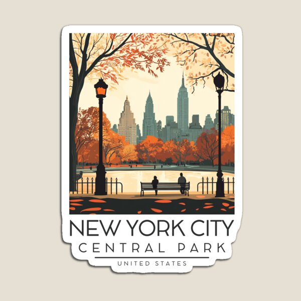 Item preview, A Vintage Travel Illustration of the Central Park in New York - US designed and sold by GoodOldVintage.
