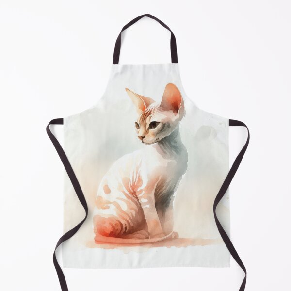 Item preview, Elegant dreamy Devon Rex cat in watercolor painting designed and sold by ideandesign.
