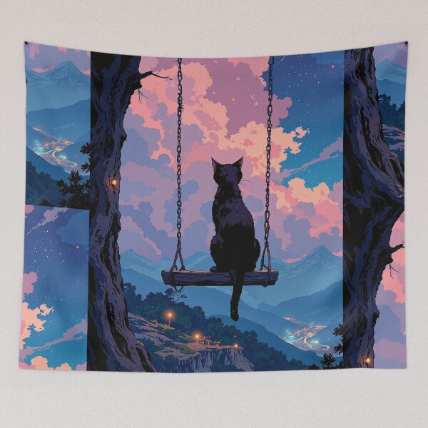 Item preview, Contemplation under the night sky from tree swing designed and sold by ShroomForge.