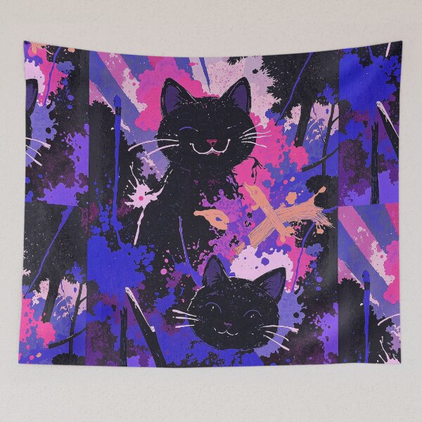 Item preview, Dual cat expressions abstract whimsy designed and sold by ShroomForge.
