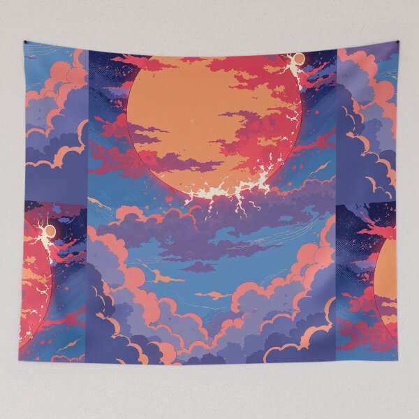 Item preview, Dual sunset over cloudy skies designed and sold by ShroomForge.