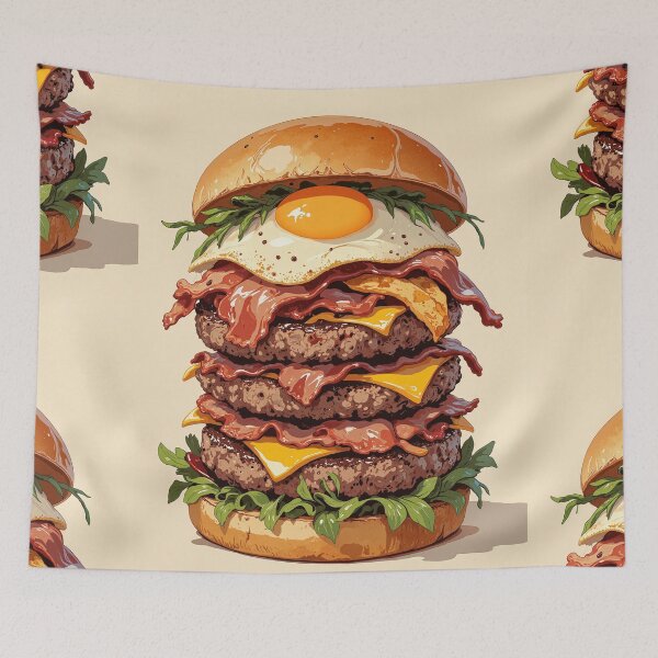 Item preview, Elevated delights layered burger extravaganza designed and sold by ShroomForge.