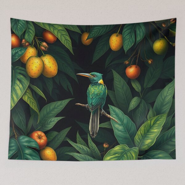 Item preview, Beautiful Tropical Bird eyeing fruit in the Jungle at Night designed and sold by Ray's Photos & Art.