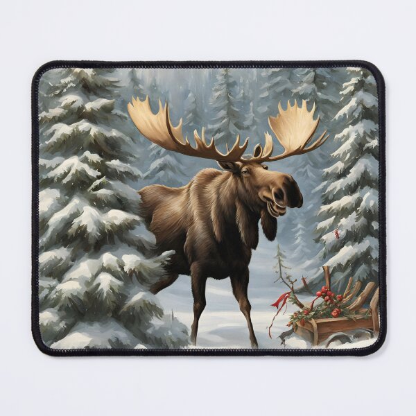 Item preview, Funny Moose by the Christmas Tree - Holiday Cheer for Nature Lovers designed and sold by Art-Design-EM.