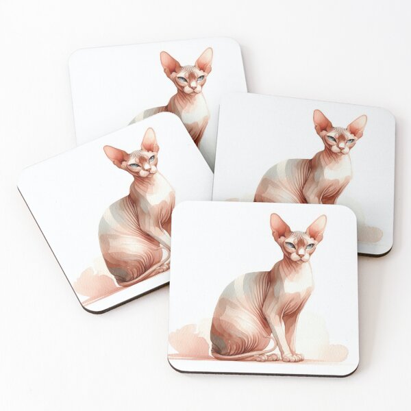 Item preview, Elegant dreamy Sphynx cat in watercolor painting designed and sold by ideandesign.