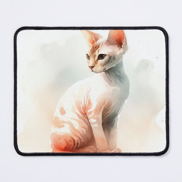 Item preview, Elegant dreamy Devon Rex cat in watercolor painting designed and sold by ideandesign.