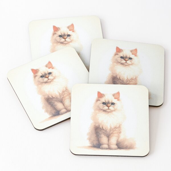 Item preview, Elegant dreamy Selkirk Rex cat in watercolor painting designed and sold by ideandesign.