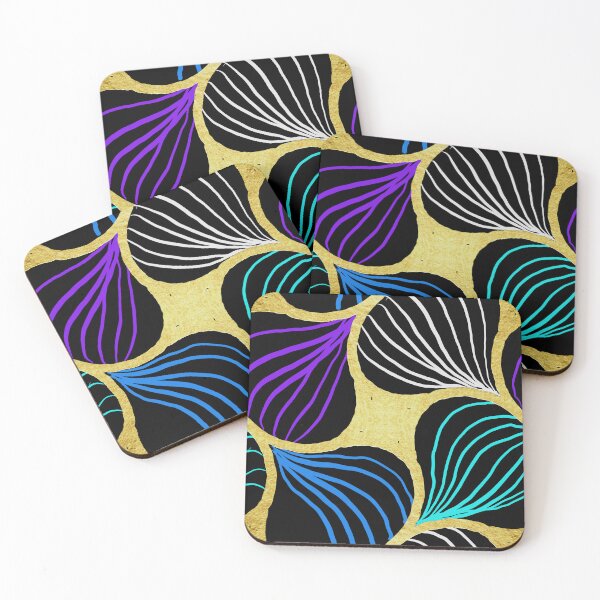 Item preview, Hand drawn repating pattern. Geometric gold effect , cyan, blue, purple, white, black.Pattern No 59. Hand drawn rep designed and sold by Shoot-The-Moon.