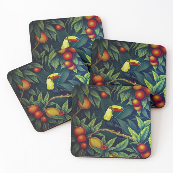 Item preview, Beautiful Tropical Bird eyeing fruit in the Jungle at Night designed and sold by Ray's Photos & Art.