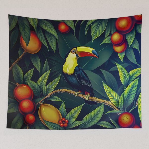 Item preview, Beautiful Tropical Bird eyeing fruit in the Jungle at Night designed and sold by Ray's Photos & Art.