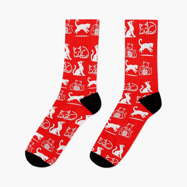 Item preview, Purr More, Stress Less This Christmas Pajama Set – White T-Shirt with Red Text & Red Leggings with White Christmas Cats designed and sold by artivibestudio.