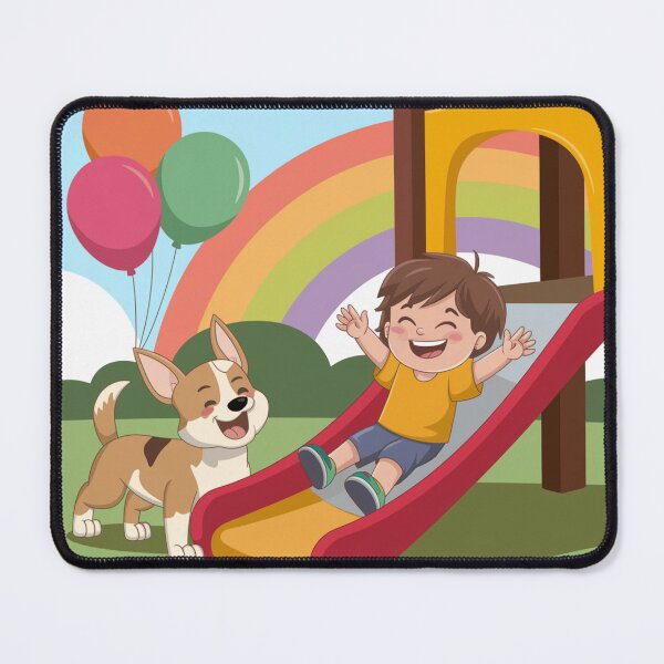 Aperçu de l'œuvre Enfant et chiot et leur moment de joie créée et vendue par pnidesign.