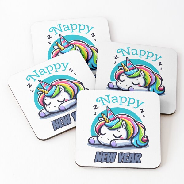 Item preview, Nappy New Year Restful Unicorn with Closed Eyes designed and sold by SplashTastic.