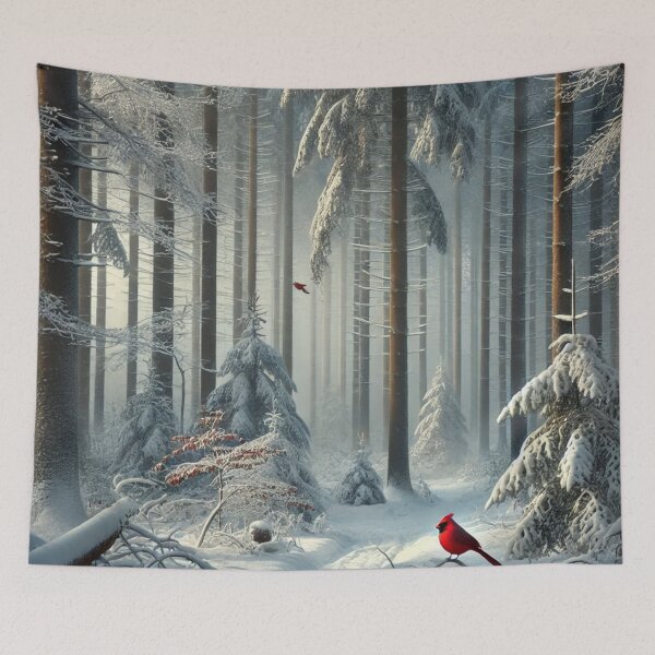 Item preview, Red bird in winter designed and sold by ValerieStOnge.