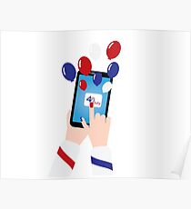 4th of july smartphon and balloons Poster