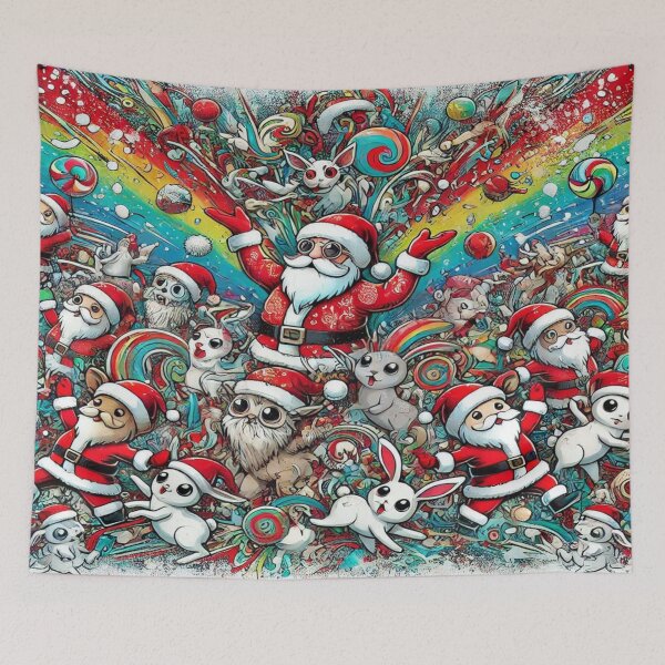 Item preview, Festive Tapestry of Splash Fusion Creatures – Perfect Holiday Gift designed and sold by Imaginarium of Chaos falcon88 .