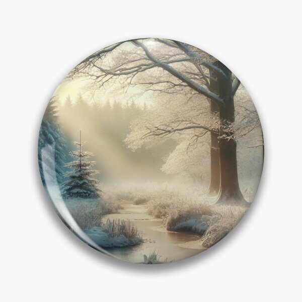 Item preview, peaceful pond in winter woods designed and sold by ValerieStOnge.