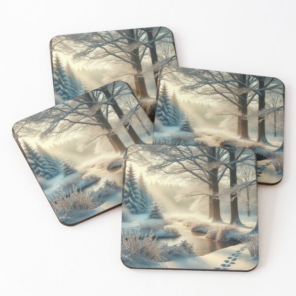 Item preview, peaceful pond in winter woods designed and sold by ValerieStOnge.