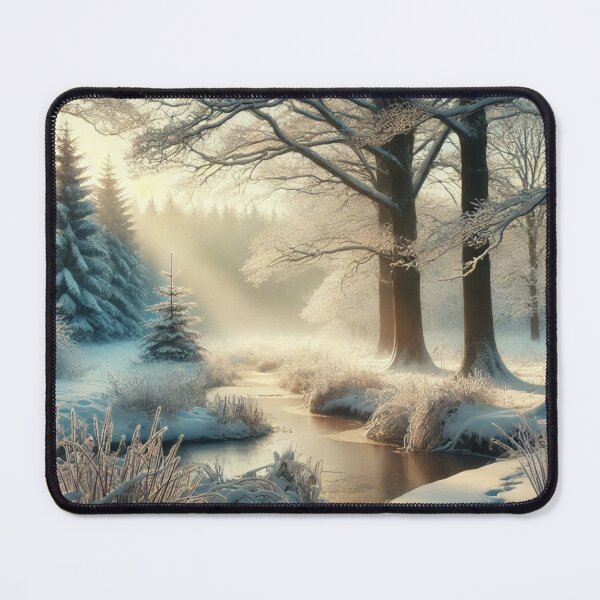 Item preview, peaceful pond in winter woods designed and sold by ValerieStOnge.
