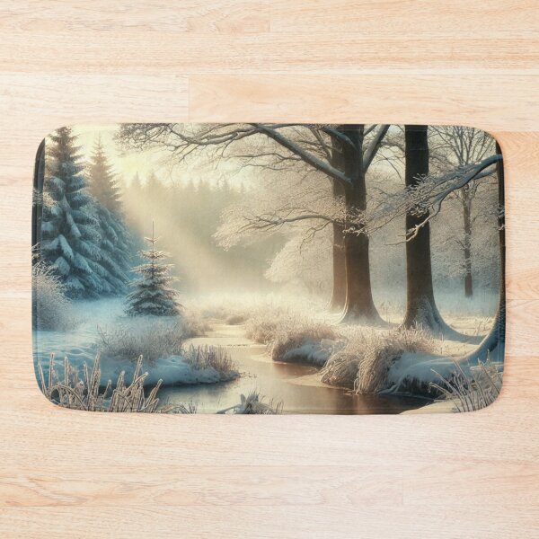 Item preview, peaceful pond in winter woods designed and sold by ValerieStOnge.