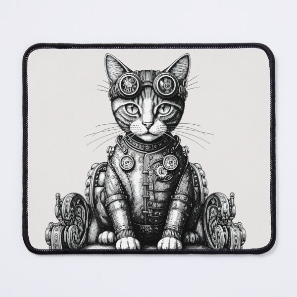 Item preview, Classic Steampunk Cat on a chair designed and sold by ZenSteampunk.
