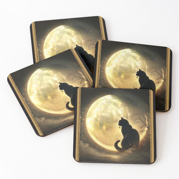 Item preview, Crescent moon black cat tarot card designed and sold by MilkyForest.